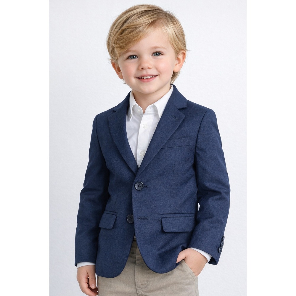 Cat &‎ Jack Blazer Boys 2XS Navy Blue Stretch Wrinkle Resistant Suit Jacket